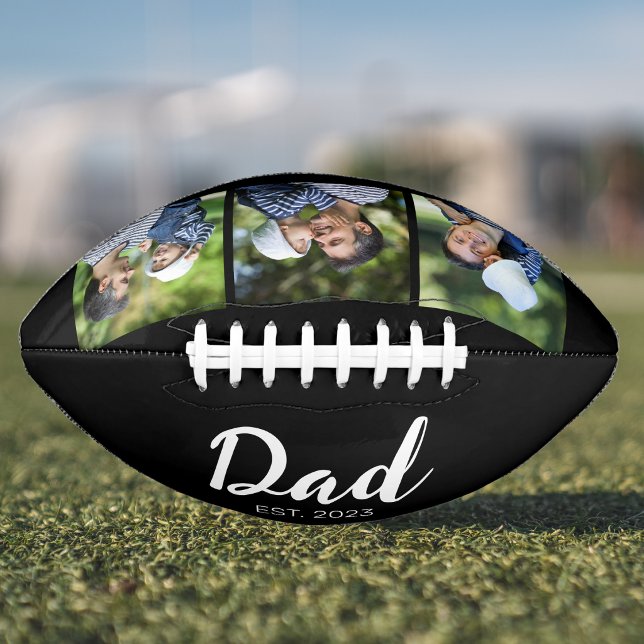 Dad Established Modern Script Black 3 Photo Football (Von Creator hochgeladen)