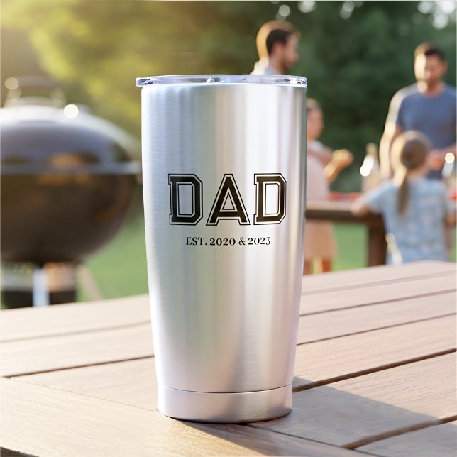 Dad Established Modern Typography New Dad Gift Thermobecher (Dad Established design with years he became a Dad. Fully customisable to make the perfect Dad gift!)