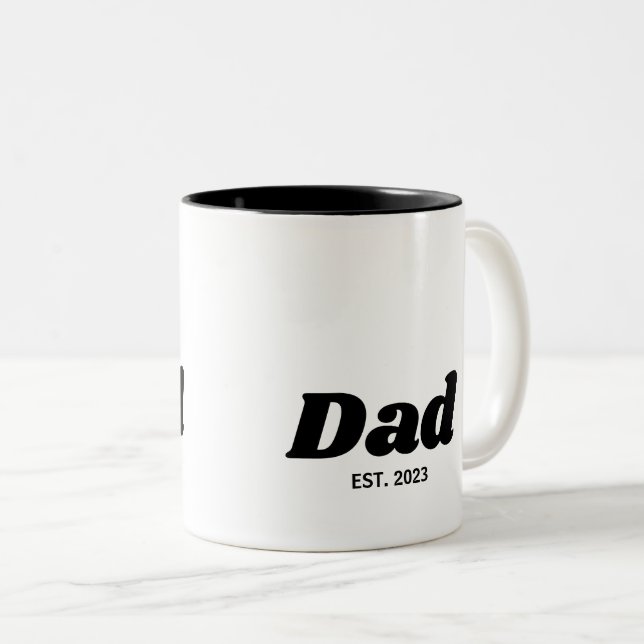 Dad Established Modern Typography Zweifarbige Tasse (VorderseiteRechts)