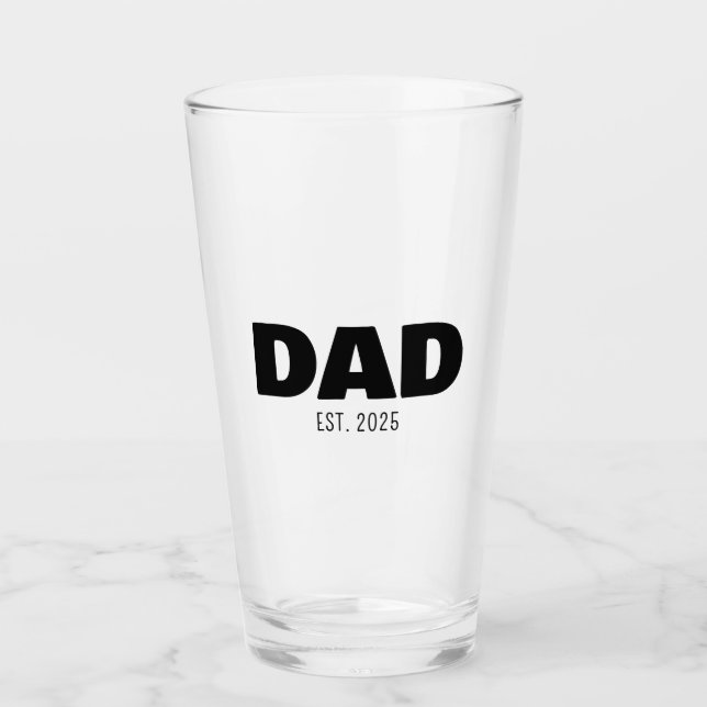 Dad Established New Dad Gift Glas (Vorderseite)