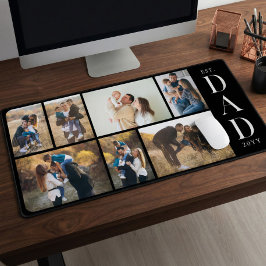 Dad Established Personalized Father Photo Collage Schreibtischunterlage