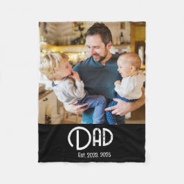Dad Established Photo Black Grunge Script Fleecedecke