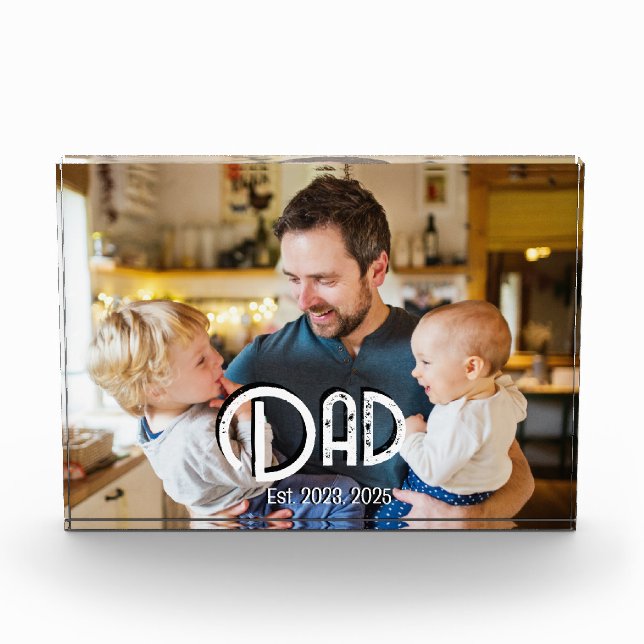 Dad Established Photo Black White Grunge Fotoblock (Vorderseite)