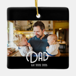 Dad Established Photo Black White Grunge Keramikornament