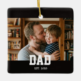 Dad Established Photo Father's Day Gift Black Keramikornament
