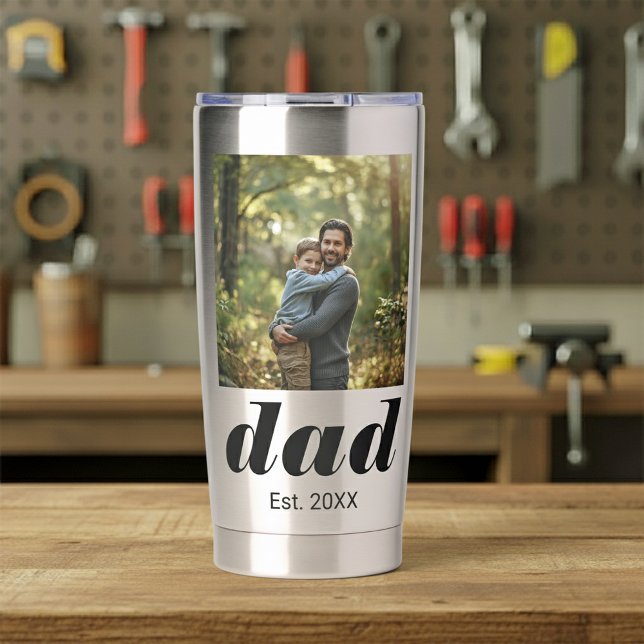 Dad Established Photo Father's Day Thermobecher (Von Creator hochgeladen)