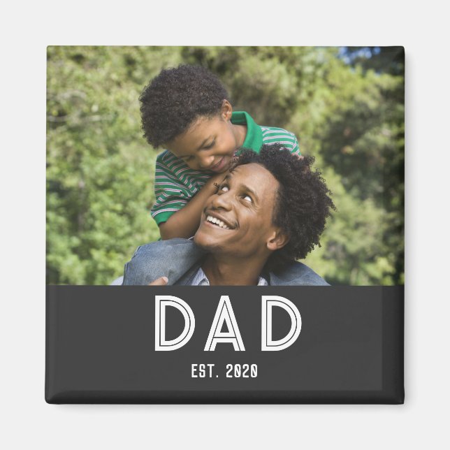 Dad Established Photo Gift Father's Day Magnet (Vorne)