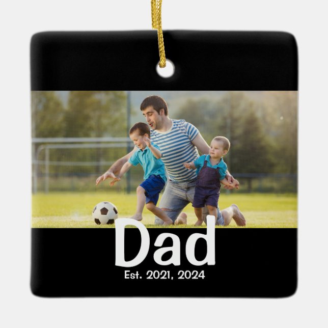 Dad Established Photo Gift  Keramikornament (Vorderseite)