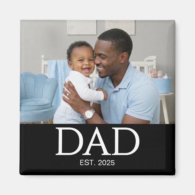 Dad Established Photo Gift Magnet (Vorne)
