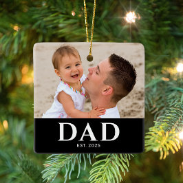 Dad Established Photo Keepsake Keramikornament