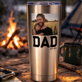 Dad Established Photo Template Year Father's Day Thermobecher