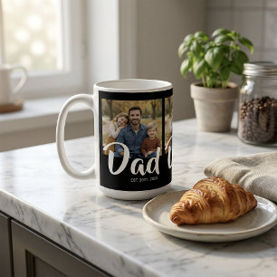 Dad Established Schrift Black 3 Foto Kaffeetasse