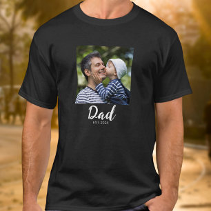 Dad Established Schrift Foto  T-Shirt