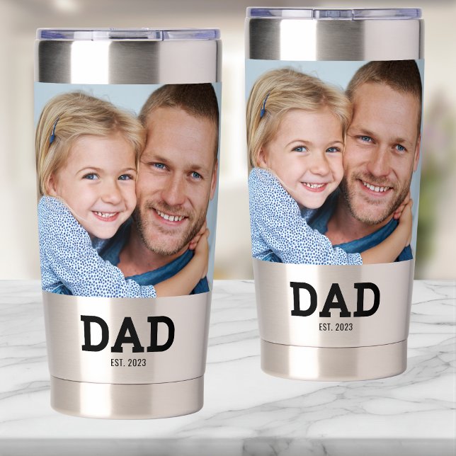 Dad Established Schrift Schwarz 2 Foto Thermobecher (Von Creator hochgeladen)