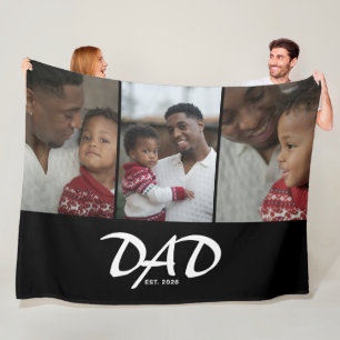 Dad Established Schrift Schwarz 3 Foto Fleecedecke