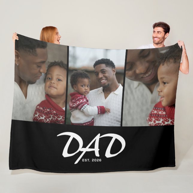 Dad Established Schrift Schwarz 3 Foto Fleecedecke (Beispiel)