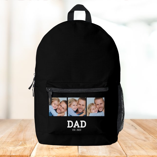 Dad Established Script Black 3 Photo Bedruckter Rucksack (Von Creator hochgeladen)