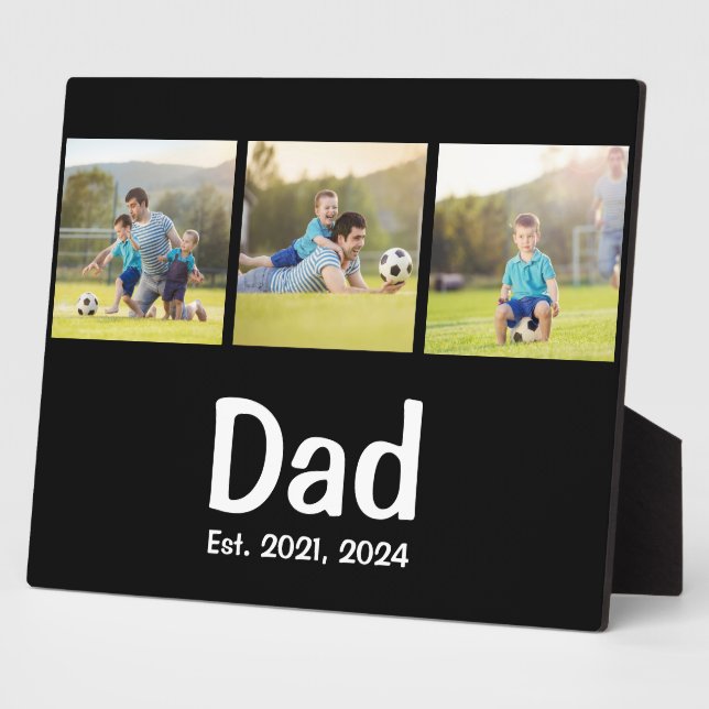 Dad Established Script Black 3 Photo Fotoplatte (Seite)
