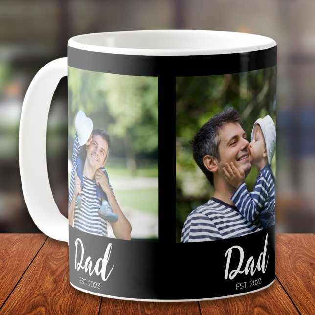 Dad Established Script Black 3 Photo Kaffeetasse (Von Creator hochgeladen)