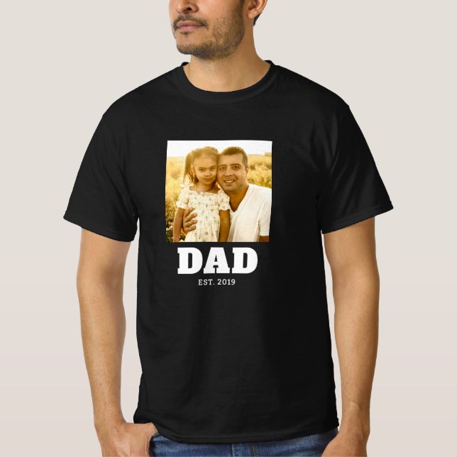 Dad Established Script Photo T-Shirt (Vorderseite)