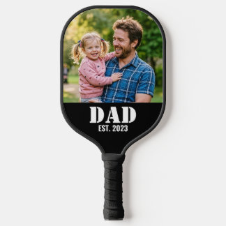 Dad Established Simple Black Typography Pickleball Schläger