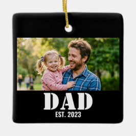 Dad Established Simple Bold White Text and Photo Keramikornament