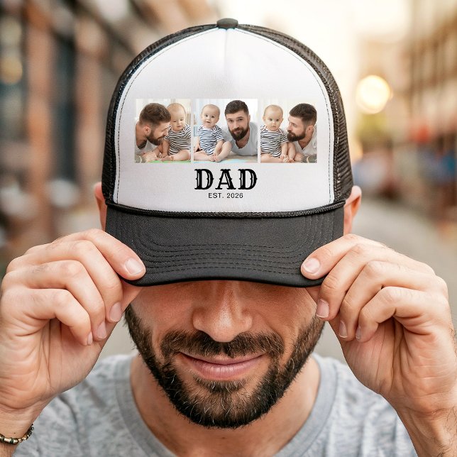 Dad Established Typography Black 3 Foto Truckerkappe (Von Creator hochgeladen)