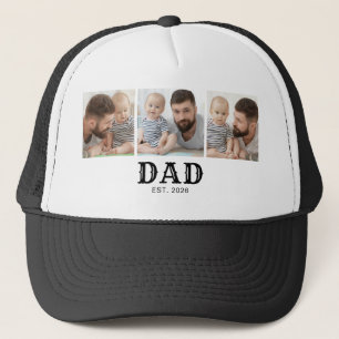 Dad Established Typography Black 3 Foto Truckerkappe