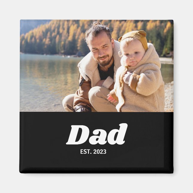 Dad Established White Typography Magnet (Vorne)