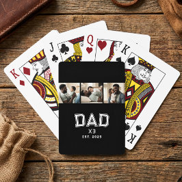 Dad Established Year Bold New Dad 3 Photo Spielkarten
