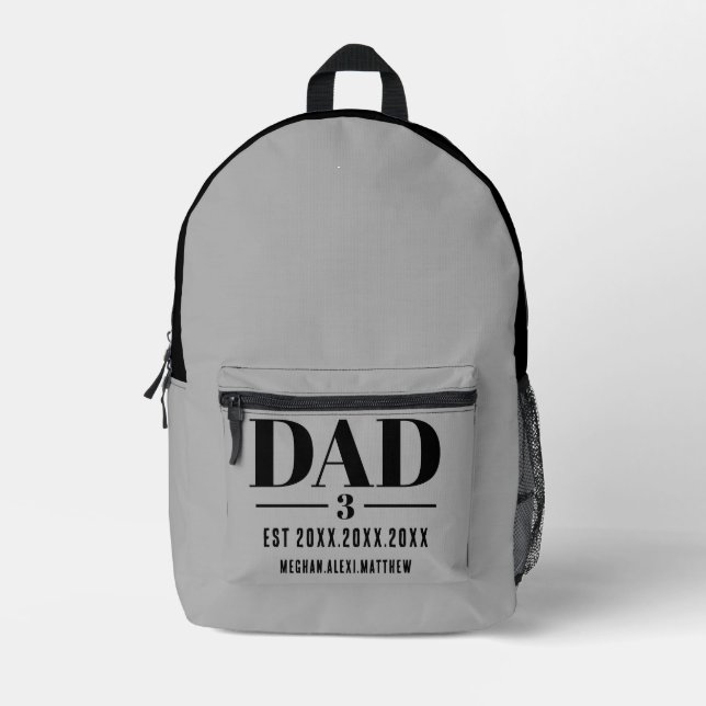 Dad Established Year Names Bold Font Bedruckter Rucksack (Vorderseite)