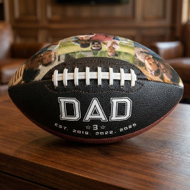 Dad Established Years Bold Black 3 Photo Football