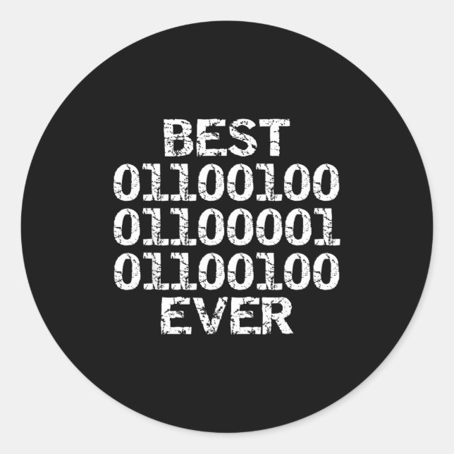 Dad Ever In Binary Code Software Engineer Father G Runder Aufkleber (Vorderseite)