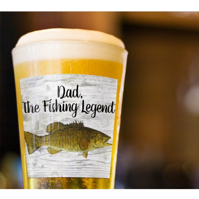 Dad Fishing Legend Smallmouth Bass Fisherman Fish Glas (Smallmouth Bass Fishing Beer Glass for Dad, The Fishing Legend. The perfect father's day gift.)
