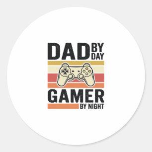 Dad Gamer Vintage Controller T-Shirt Design_1 Runder Aufkleber