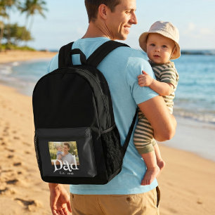 Dad Gegründet Foto Schwarz Lustig Fett Einfach Bedruckter Rucksack