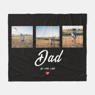 Dad Gegründet Weißes Skript Rotes Herz 3 Foto Fleecedecke