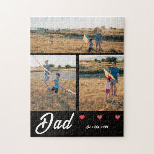 Dad Gegründet White Schrift Rot Herz 3 Foto Puzzle