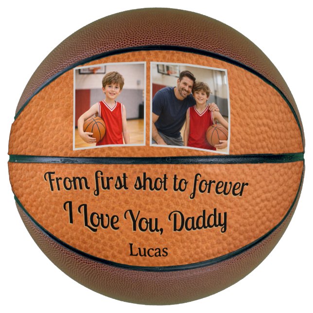 Dad Gift From First Shot to Forever 2 Photo Basketball (Vorderseite)