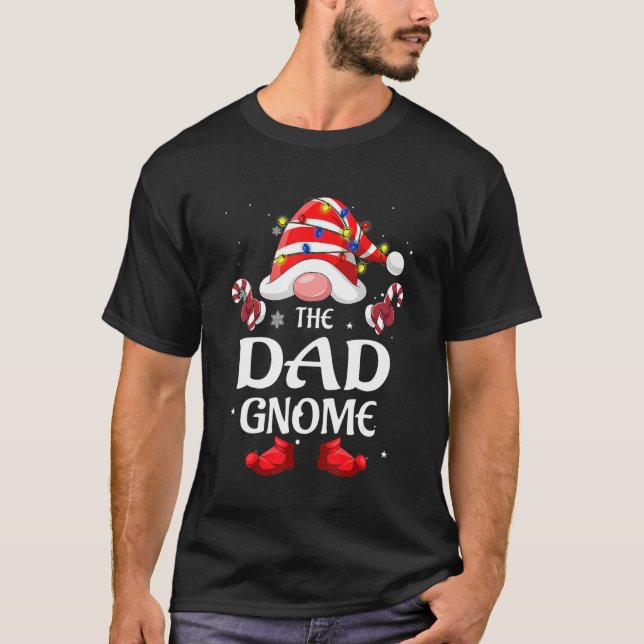 Dad  Gnome Buffalo Plaid Matching Family Christmas T-Shirt (Vorderseite)