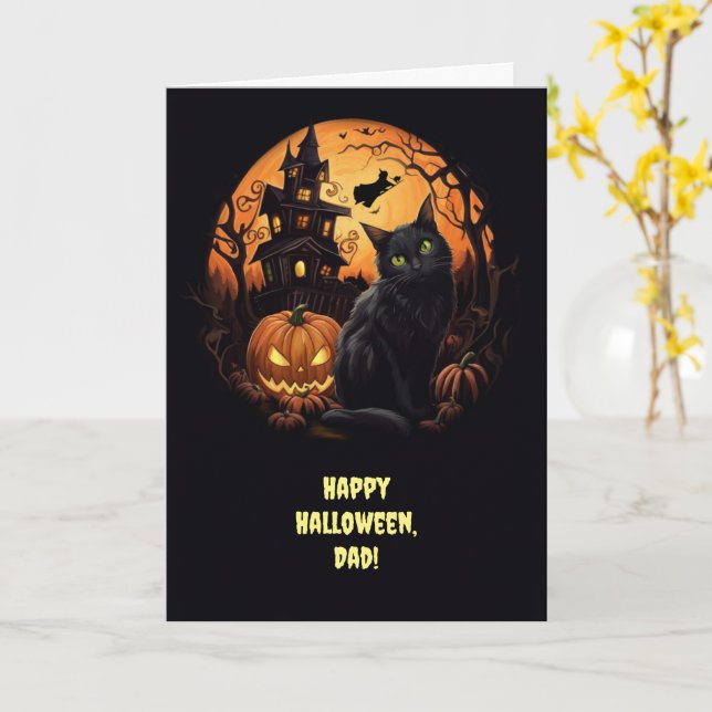 Dad Happy Halloween Anpassbare Text Spaß Hexe Karte (Gelbe Blume)
