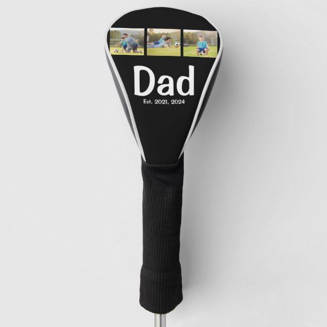 Dad hat Modern Black 3 Foto eingerichtet  Golf Headcover (Vorderseite)