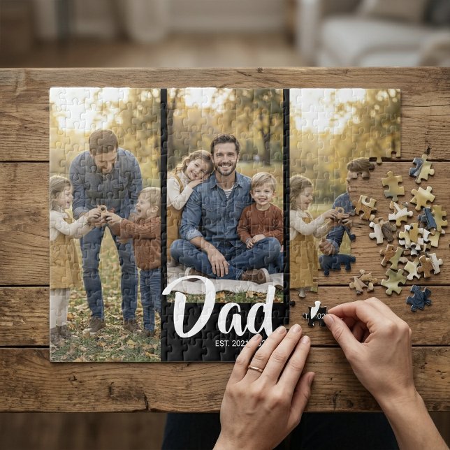 Dad hat modernes Skript 3 Foto erstellt Puzzle (Dad Established Modern Script 3 Photo Jigsaw Puzzle)
