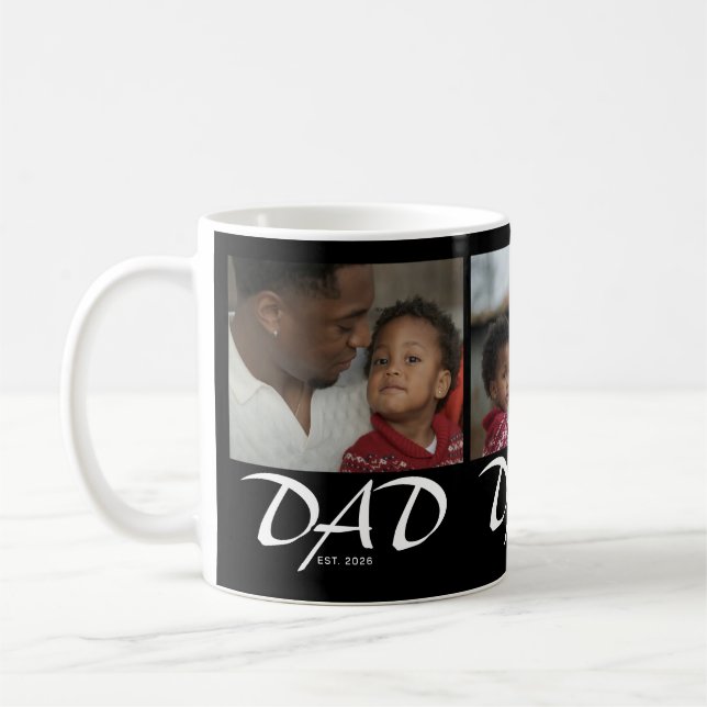 Dad hat Modernes Skript Schwarz 3 Foto eingerichte Kaffeetasse (Links)