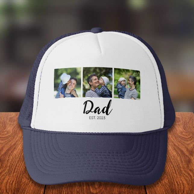 Dad hat modernes Skript Schwarz 3 Foto Truckerkappe (Von Creator hochgeladen)