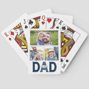 Dad hat Navy Blau Modern Einfach 3 Foto eingericht Spielkarten