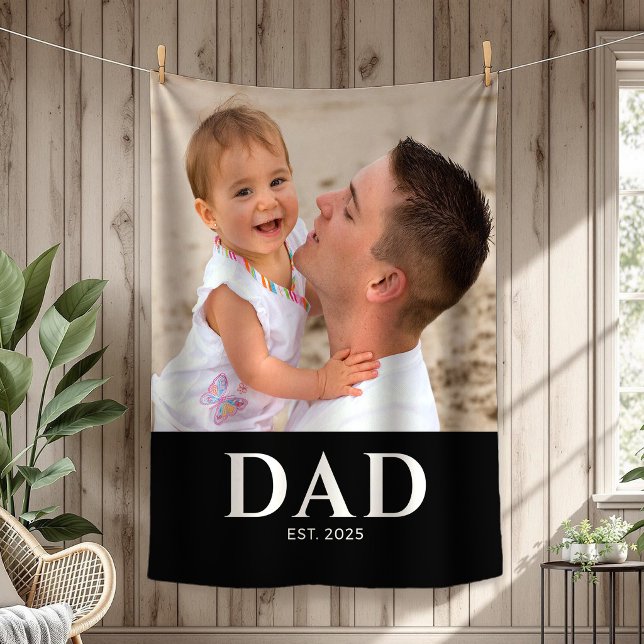 Dad hat Schwarz Modern Foto gegründet Fleecedecke (Von Creator hochgeladen)