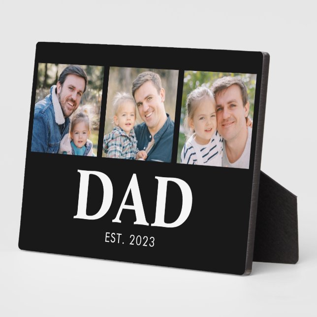 Dad hat Skript Schwarz 3 Bild Vater Fotoplatte (Seite)