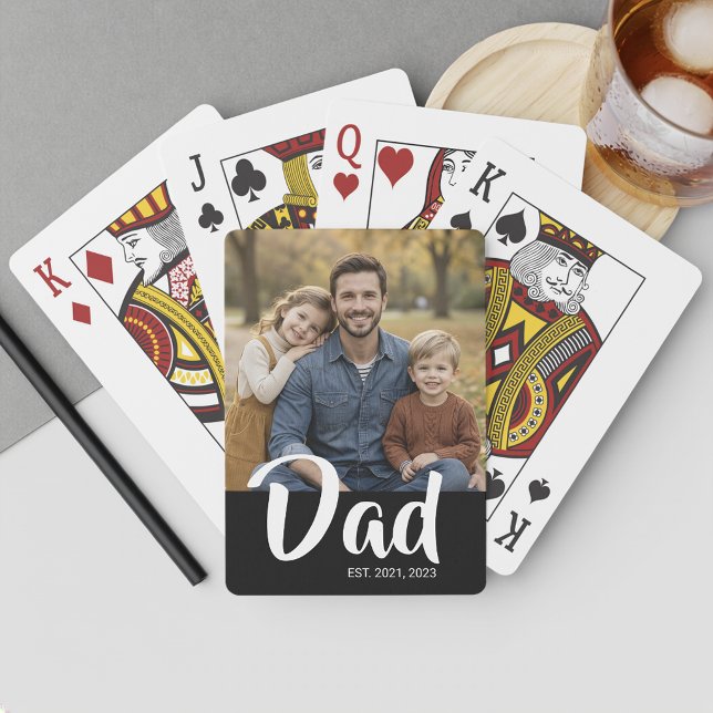 Dad hat Skript Schwarz Foto erstellt Spielkarten (Dad Established Script Black Photo Poker Cards)