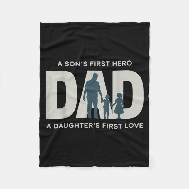 Dad Holding Kids Family Silhouette Father Quote  Fleecedecke (Vorderseite)